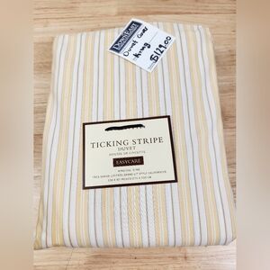 Pottery Barn Ticking Stripe Cotton Duvet Cover Country Cottage Sz King/ Cal NOS